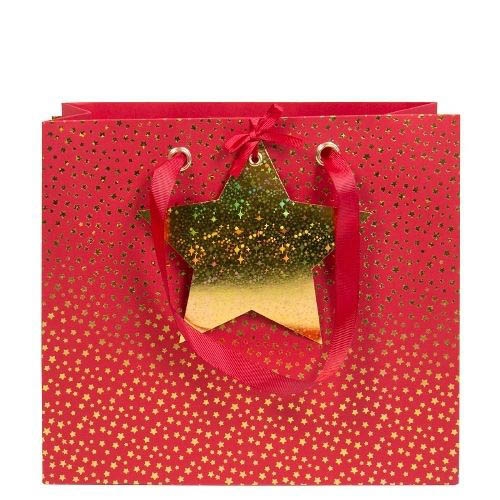 Rote Geschenktasche mit goldenen Sternchen