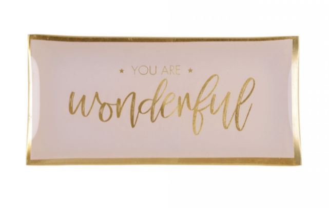 Glasteller "You are wonderful", Rosa/Gold - L
