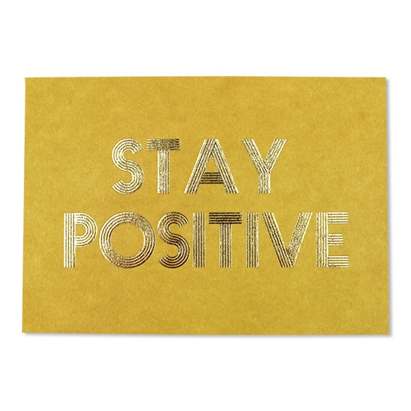 Postkarte "Stay Positive", Senfgelb/Gold