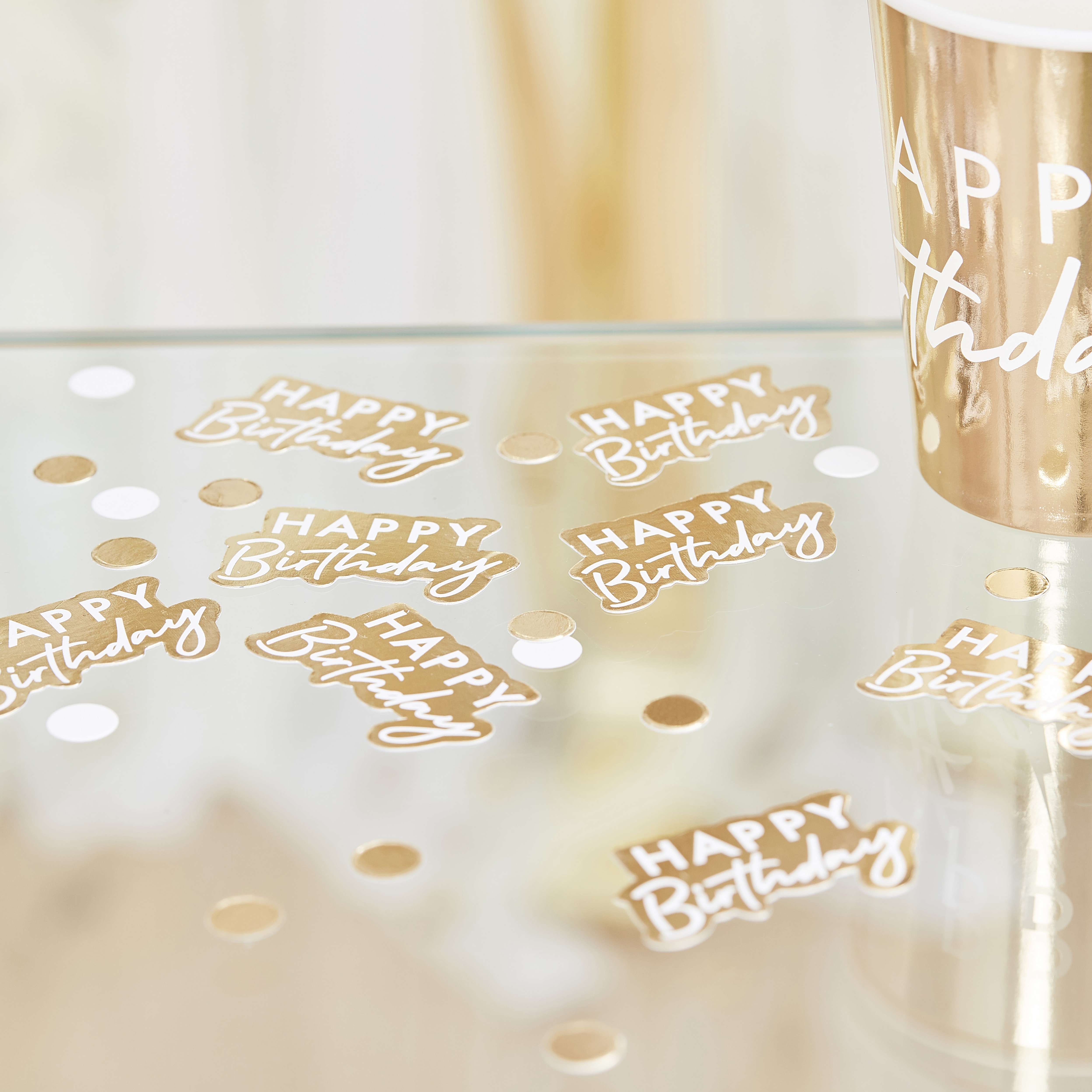 Konfetti "Happy Birthday" Gold/Weiß, 13g