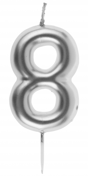 Zahlenkerze "8", Silber