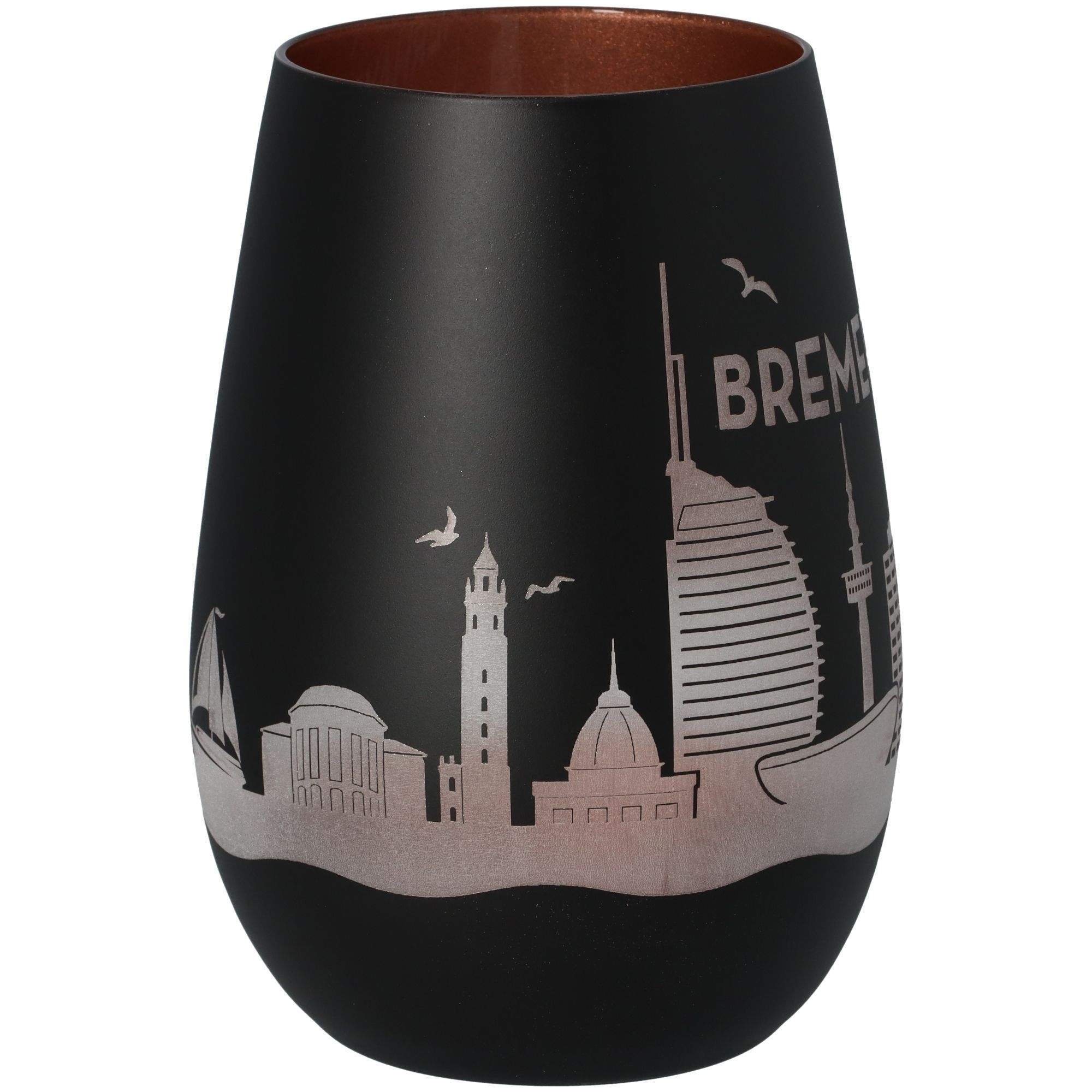 Windlicht Skyline Bremerhaven Schwarz/Bronze