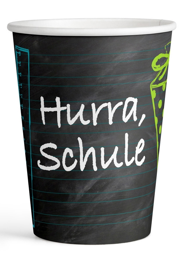 8 Pappbecher "Hurra, Schule!"