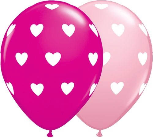 Qualatex Latexballon Big Hearts Assorted Pink & Wild Berry Ø 30cm