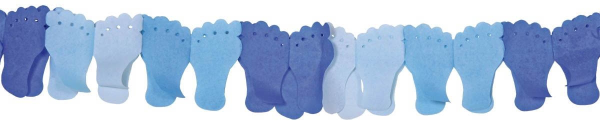 Papiergirlande Babyfuß Blau