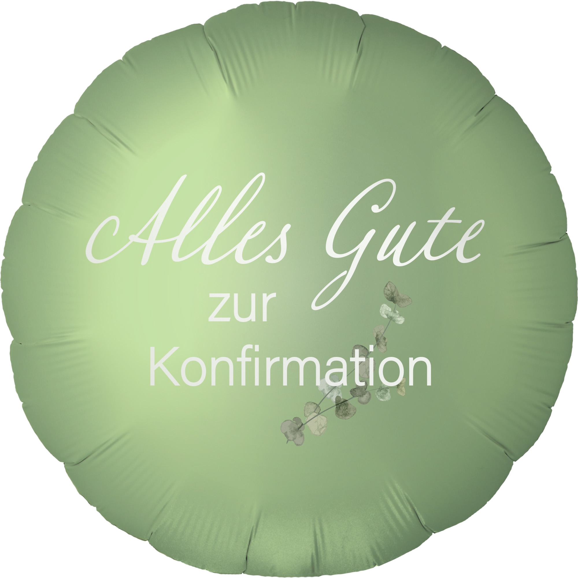 Folienballon Rund Satin Olive Green mit "Alles Gute zur Konfirmation" 45cm