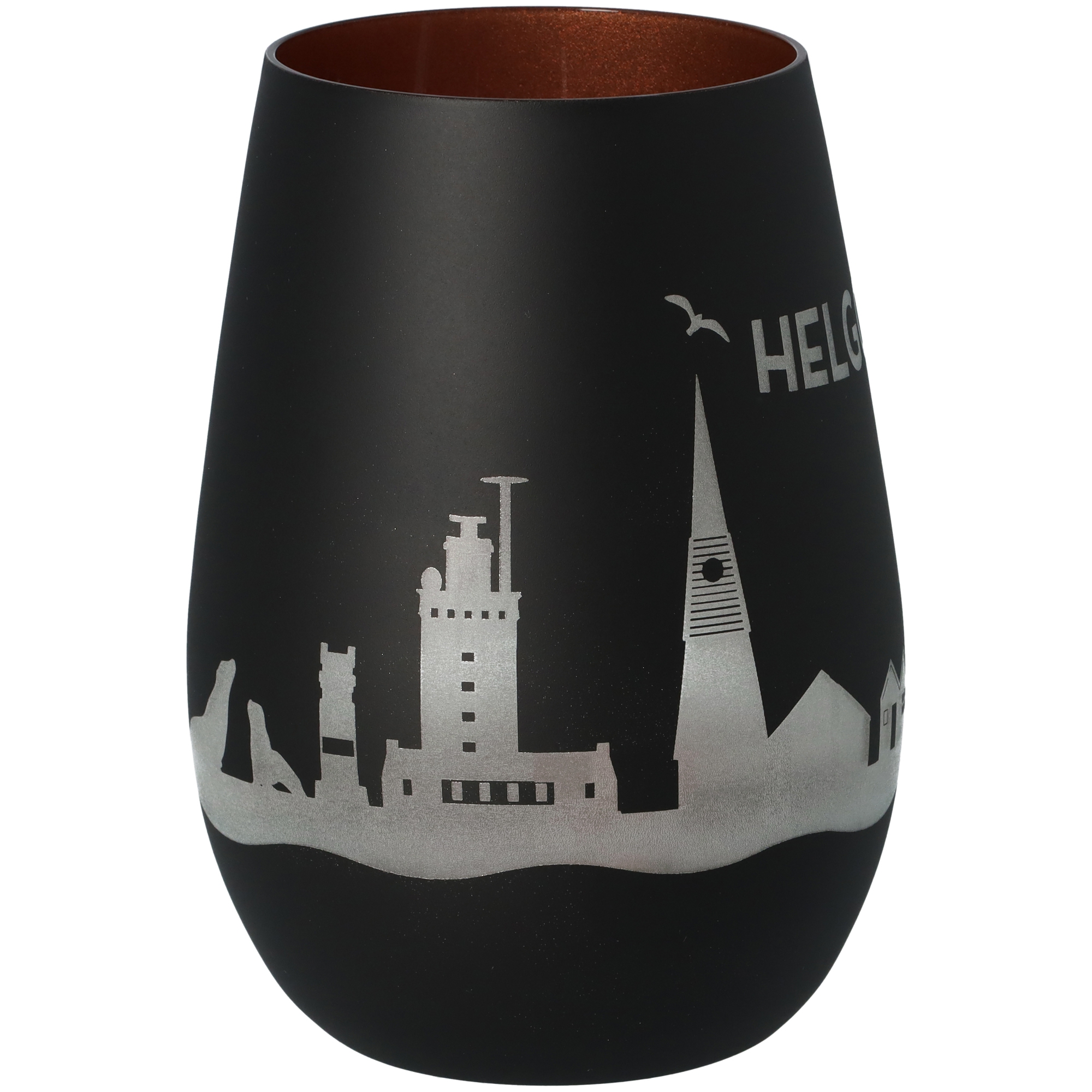 Windlicht Skyline Helgoland Schwarz/Bronze