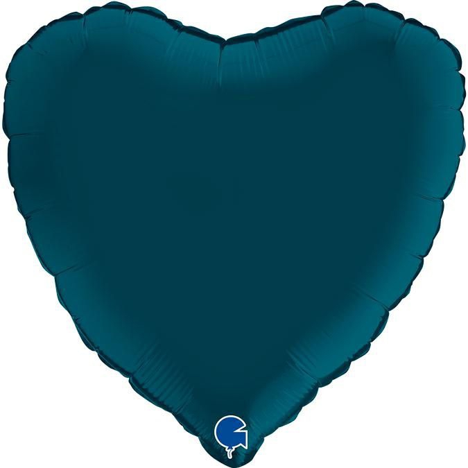 Folienballon Herz Satin Petrol Blau 45cm