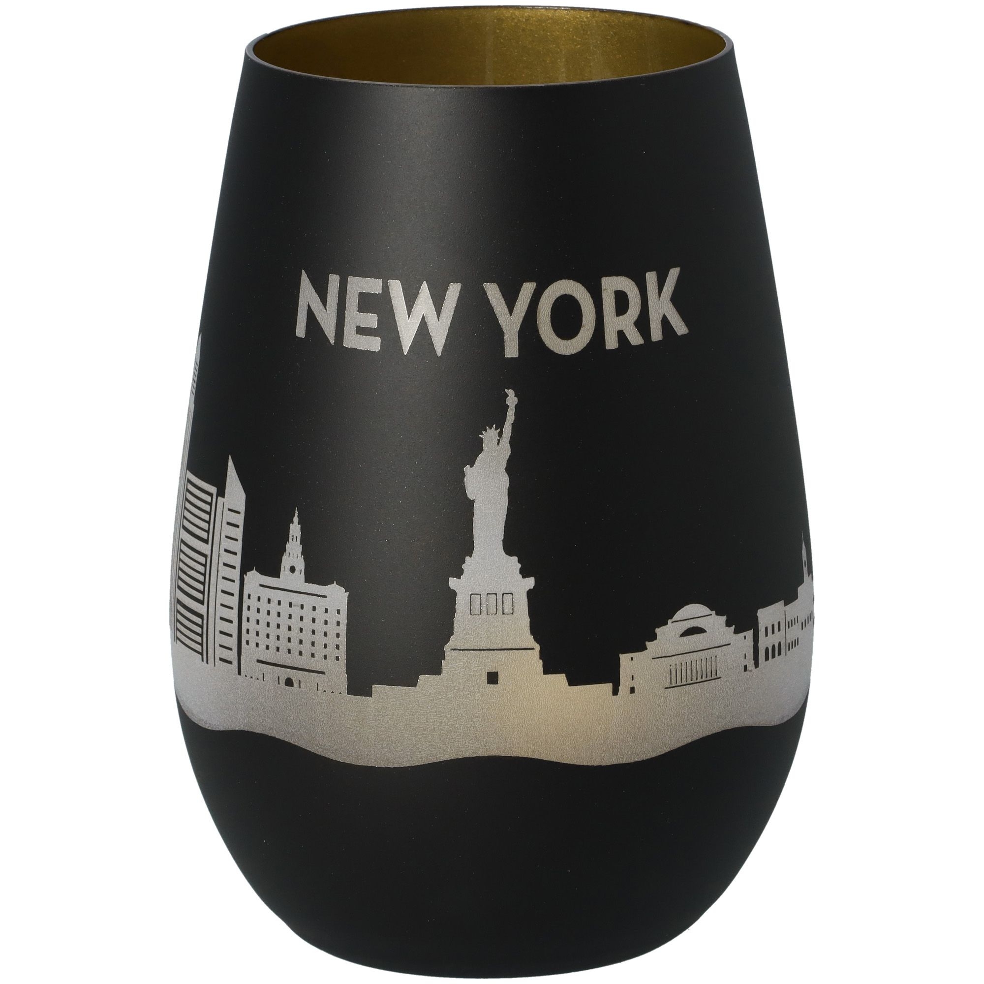 Windlicht Skyline New York Schwarz/Gold