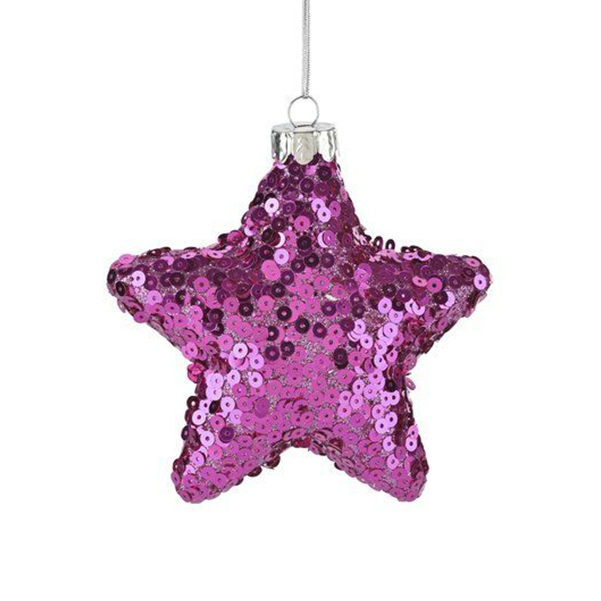 Weihnachtskugel "Glitzer Stern mit Pailletten" Pink