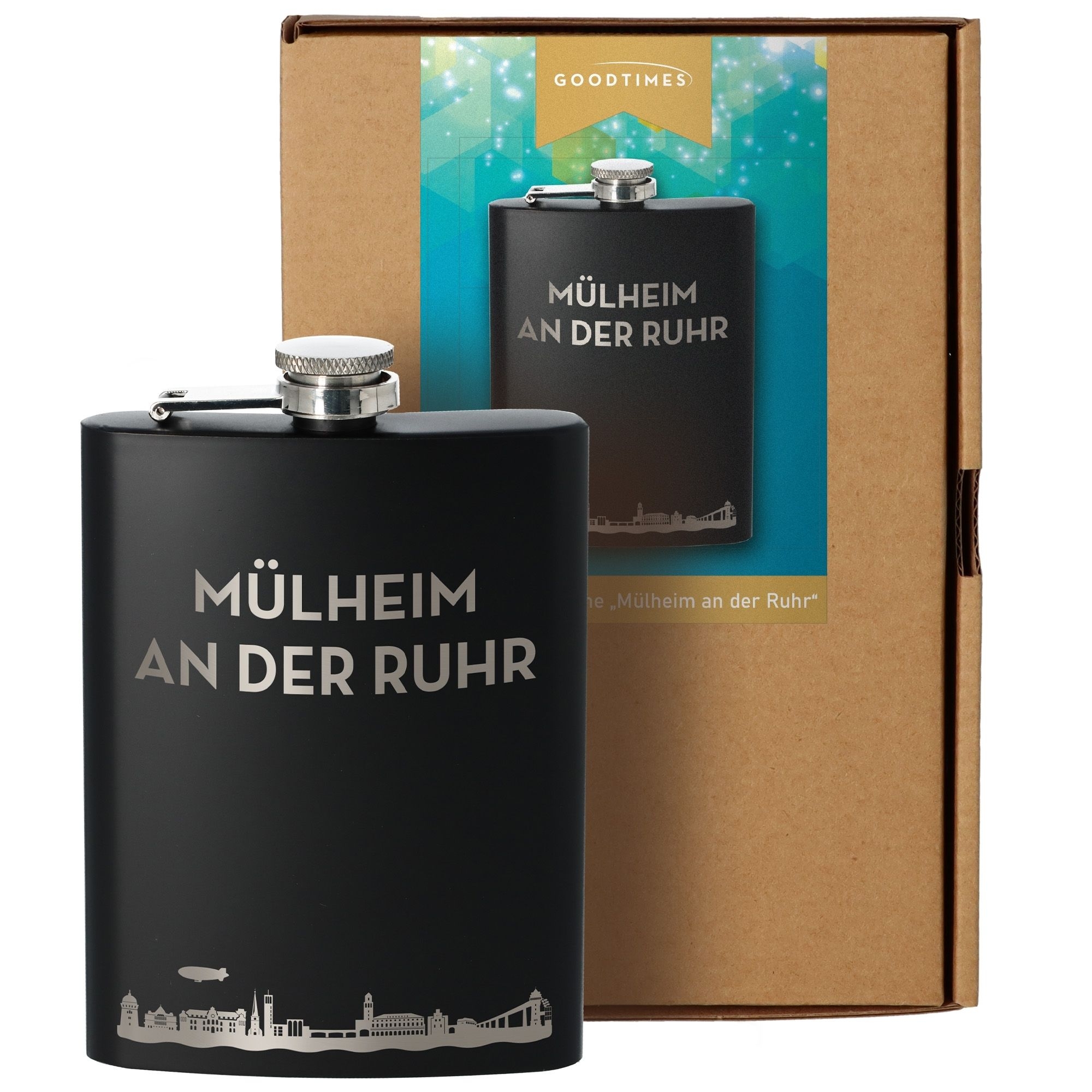 Flachmann Skyline Mülheim an der Ruhr Schwarz 235ml